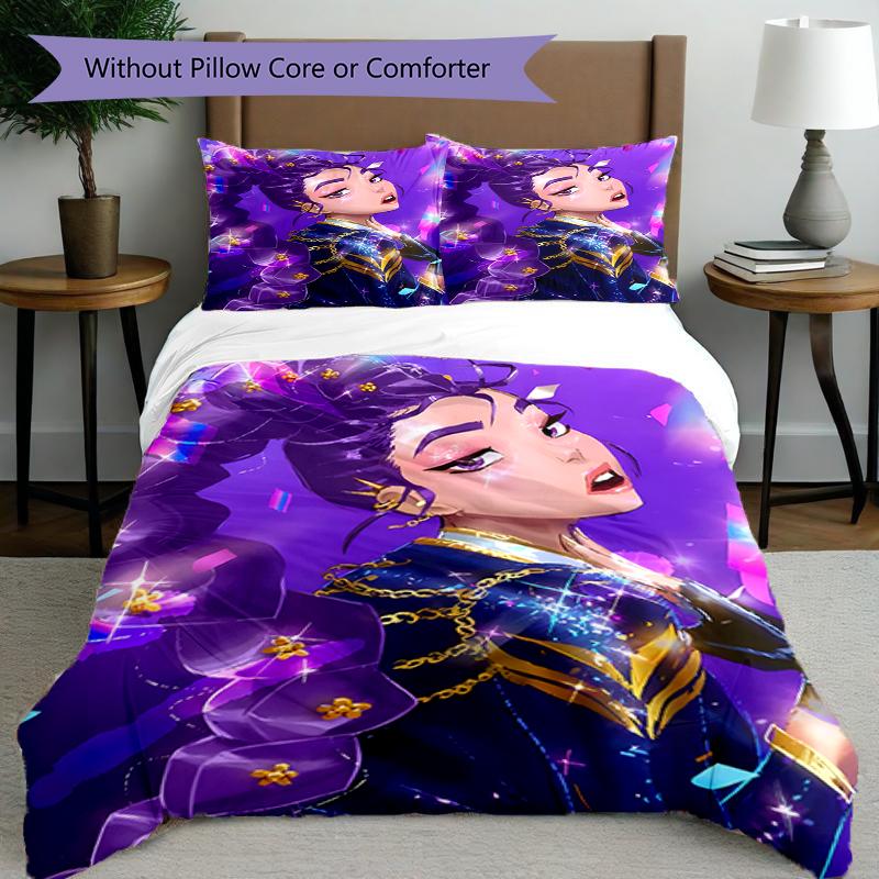 Set copripiumino 3 pezzi (1*Copripiumino + 2*Federe, Senza Nucleo),Set Biancheria da Letto con Stampa KPop Demon Hunters, Decorazione Camera da Letto, Stagione Unica, Regalo di Compleanno