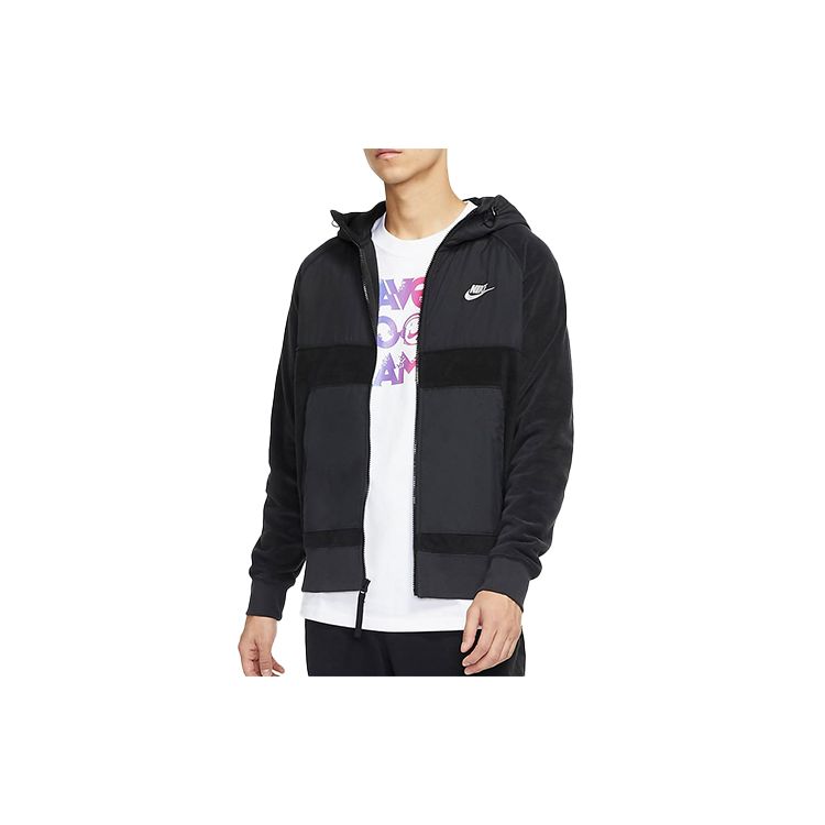 Nike Colorblock Paneled Windbreaker Hooded Jacket Men Outerwear Black DJ4139-010