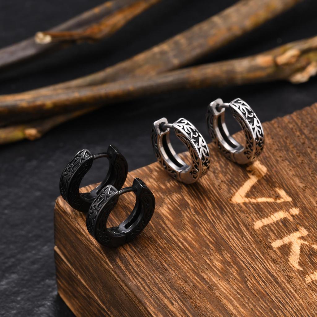 Vnox Thick Small Hoop Earrings for Men Teens, Anit Allergy Stainless Steel Huggies Earrings, Unisex Punk Rock Ear Jewelry