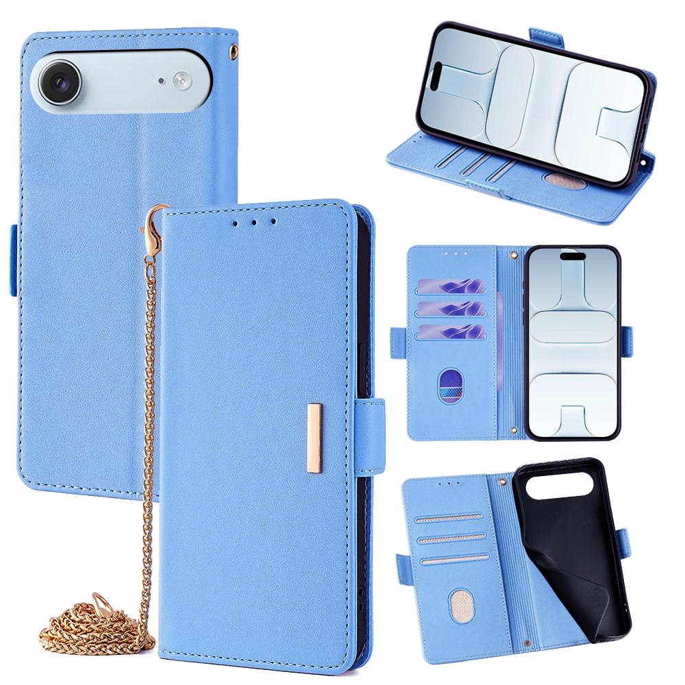 For iPhone Air Case PU Leather Wallet Stand Phone Cover with Crossbody Shoulder Strap