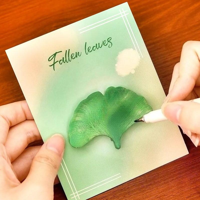 30Sheets Green Leaves Memo Pads Simple Scrapbooking Sticker School Supplies Post Sticky Notes Office Stationery