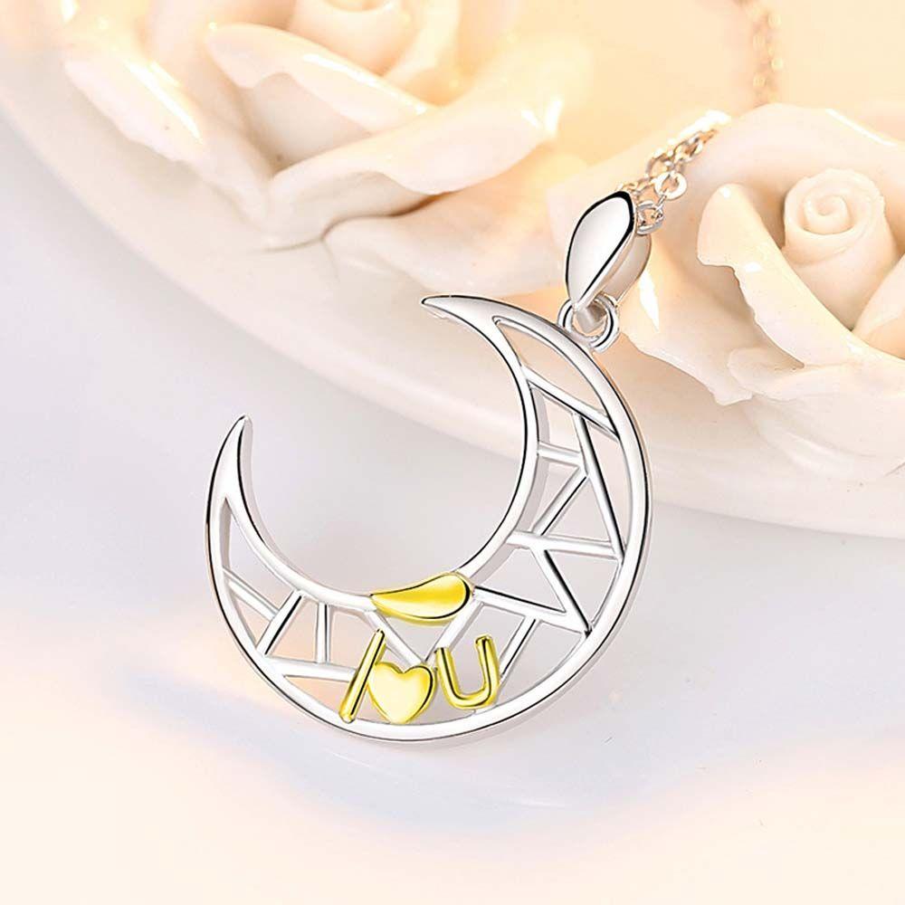Lovers Gift Letters Love For Women Men Copper Sun Moon Pendant Fashion Jewelry Couple Necklace