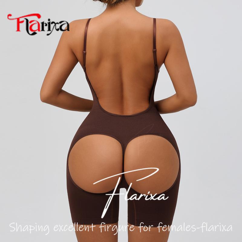 Flarixa Seamless Bodysuit Shapewear Tummy Control With Low Back Body Shaper Butt Lifter Camisole Lingerie Corset Underwear