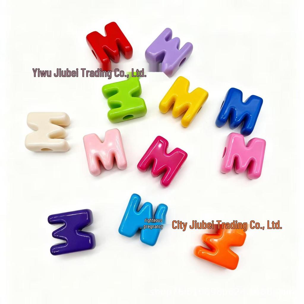 Colorful Acrylic Alphabet 'A' Beads for DIY Keychains & Charms