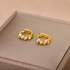 Cute Minimalist Zircon Green Hoop Earrings For Women Stainless Steel Small Circle Ear Button Earrings  Jewelry