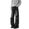 American street ripped jeans men's spring retro washed old straight pants large size design beggar pants