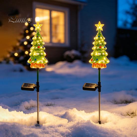 Solar Powered Christmas Tree Lights Light, Garden Stake Waterproof Unique Gifts for Gardeners LED Pathway Light Outdoor Yard Patio Lawn Decor Festive