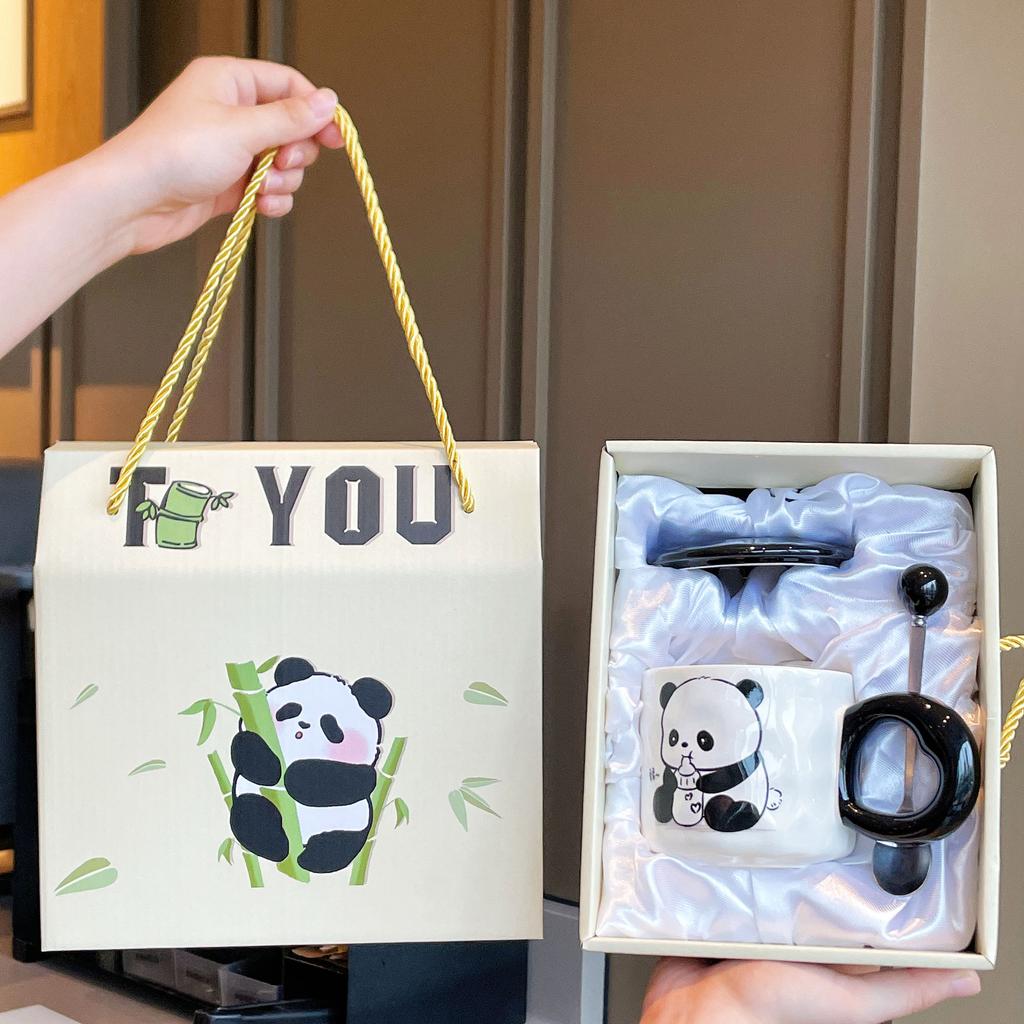 Souvenir Mädchen Niedlicher Panda Keramiktasse Paar Wasserbecher Kreative Praktische Tasse Herren Kaffeetasse Geschenk