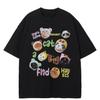 Streetwear Funny Cat Graphic T-Shirt Cotton Tshirt Unisex Tops Tees Summer Short Sleeves T Shirt(1)