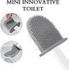 Silicone Toilet Brush Holder with Soft TPR Flexible Bristles Toilet Cleaning Brushes Long Plastic Handle Bathroom Accessories