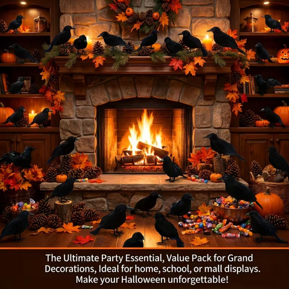 1-9 Stück Schwarze Feder Krähe Halloween Requisite Realistisches Raben Dekor Gruseliges Vogelornament für Party Spukhaus Horror Dekor
