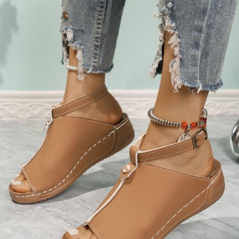 Fashion Women's Sandals 2025 New Summer Shoes For Women Wedge Heels Sandals Soft Heeled Slippers Low Platform Summer Sandalias De Mujer