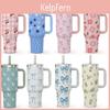 40oz Large Capacity Butterfly Insulated Travel Mug With Handle And Straw For Outdoor Use