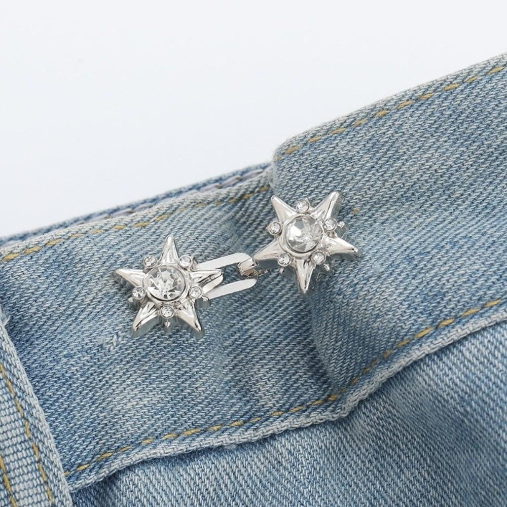 Five Pointed Star Jeans Buttons Adjustable Butterfly Pants Pins Waist Tightening Tool Fixed Brooches Dress Decoration