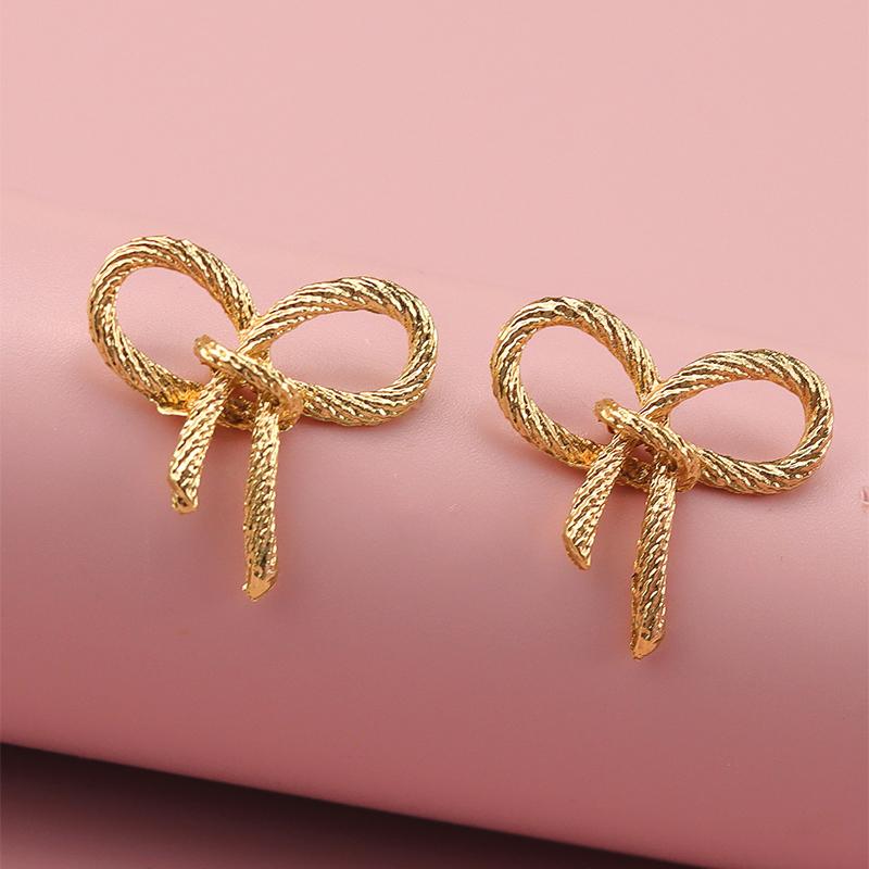 

Obega Tiny Bowkont Stud Earring Pearl Metaril Earrings For Woman Classic Gold Silver Color Daily Wear Jewelry Gift