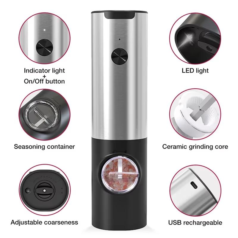 Electric salt and pepper grinder, electromagnetic adjustable coarse spice grinder