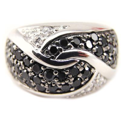 Black White 'Romy' Silver Ring