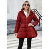 Winter Women's Quilted Trench Coat, Stand Collar Slim Fit Cotton Coat with A-Line Hem, Thick Waist-Defining Parka for Cold Weather