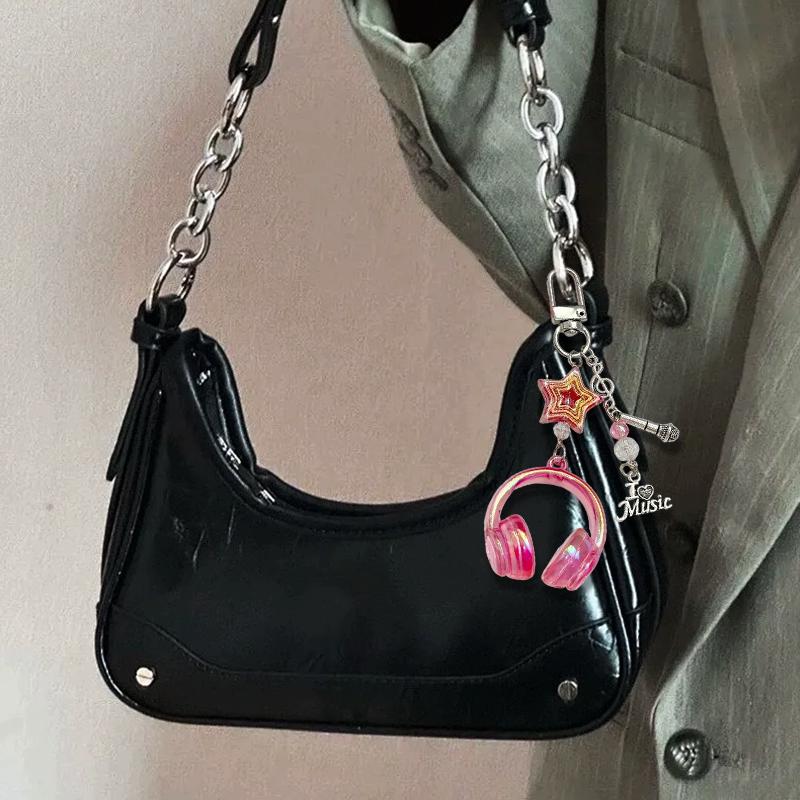 1PC Bag Charms Cute Ornament Y2K Bag Pendants DIY Accessories 3D Earphone Shape Candy Color Keychains Creative Multicolor