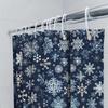 Winter Snowflake Shower Curtain Christmas Decor For Bathroom, Navy Blue With White Flakes 72X84 Inches Waterproof Fabric 1 Piece