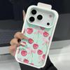 Custodia con Motivo di Frutti di Ciliegia Cristallini e Fiocchi per iPhone 17 Pro Max Copertura Morbida in Silicone con Texture in Pelle per iPhone 16 15 14 13 Pro 12 11 16E Air