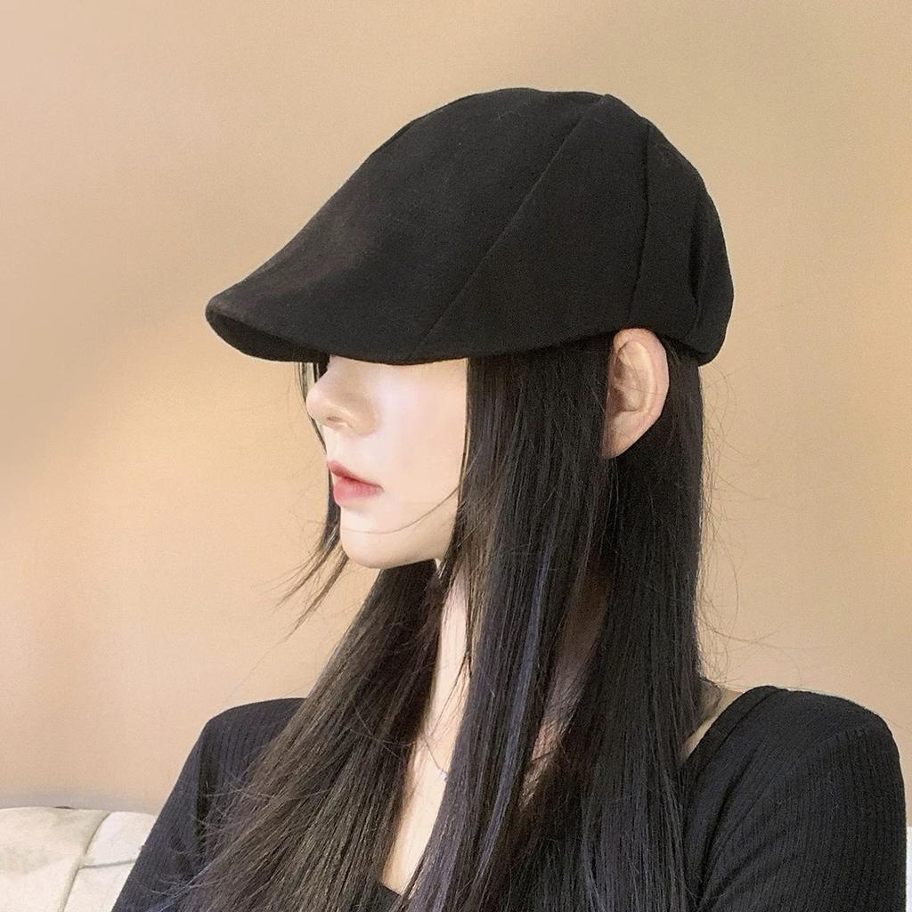 Retro Yamamoto style thin breathable washed linen pleated design octagonal hat temperament show face small equestrian hat