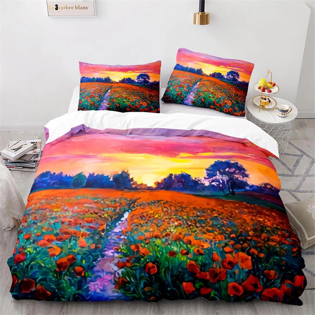 Oil Painting Duvet Cover Abstract Art For Adults Landscape Romantic Couple For Women Men Gifts For Bedroom Decorations King Size