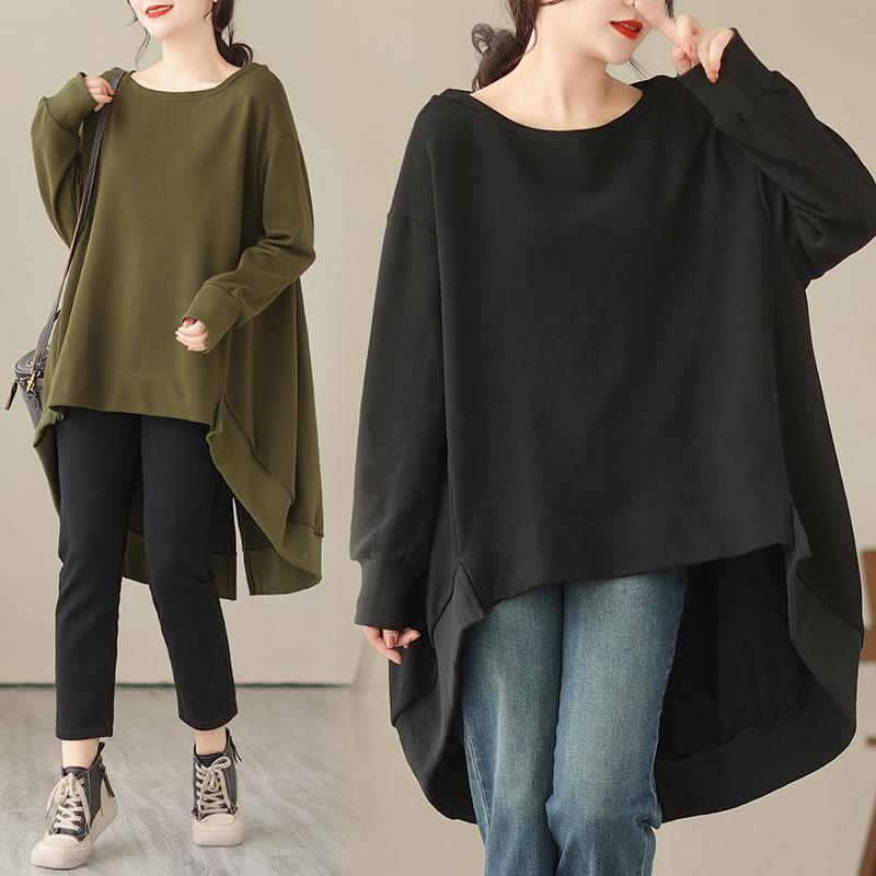 

DIMANAF 2023, новинка, большие размеры, женские однотонные свободные повседневные топы с длинными рукавами и круглым вырезом, осенние базовые топы 2023, длинная футболка, новый пуловер