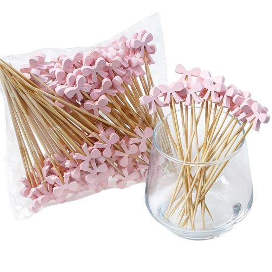 50/100Pcs Disposable Bamboo Sticks Premium Cocktail Forks Appetizers Natural Bamboo Skewers Cocktail Party Accessories