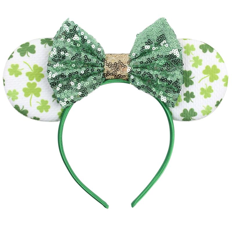 Mode St. Patrick Glitzer Mausohren Stirnband Mädchen Pailletten Haarschleife Festival Haarband Party DIY Haaraccessoires Mujer