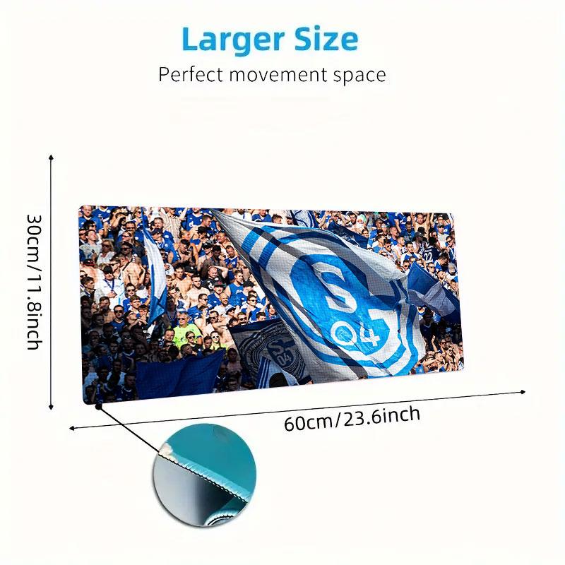 Schalke 04 Fußballverein Mauspads, Große Gaming-Schreibtischmatte, Rutschfestes XXL-Mauspad für Laptop & Tablet, Mini-PC-Spielmatte mit genähten Kanten 30cmx60cm(11.8x23.6inch)