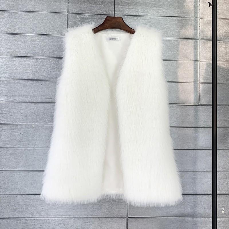 Imitation Tuscan fox fur winter midi length imitation fur vest warm women's vest jacket