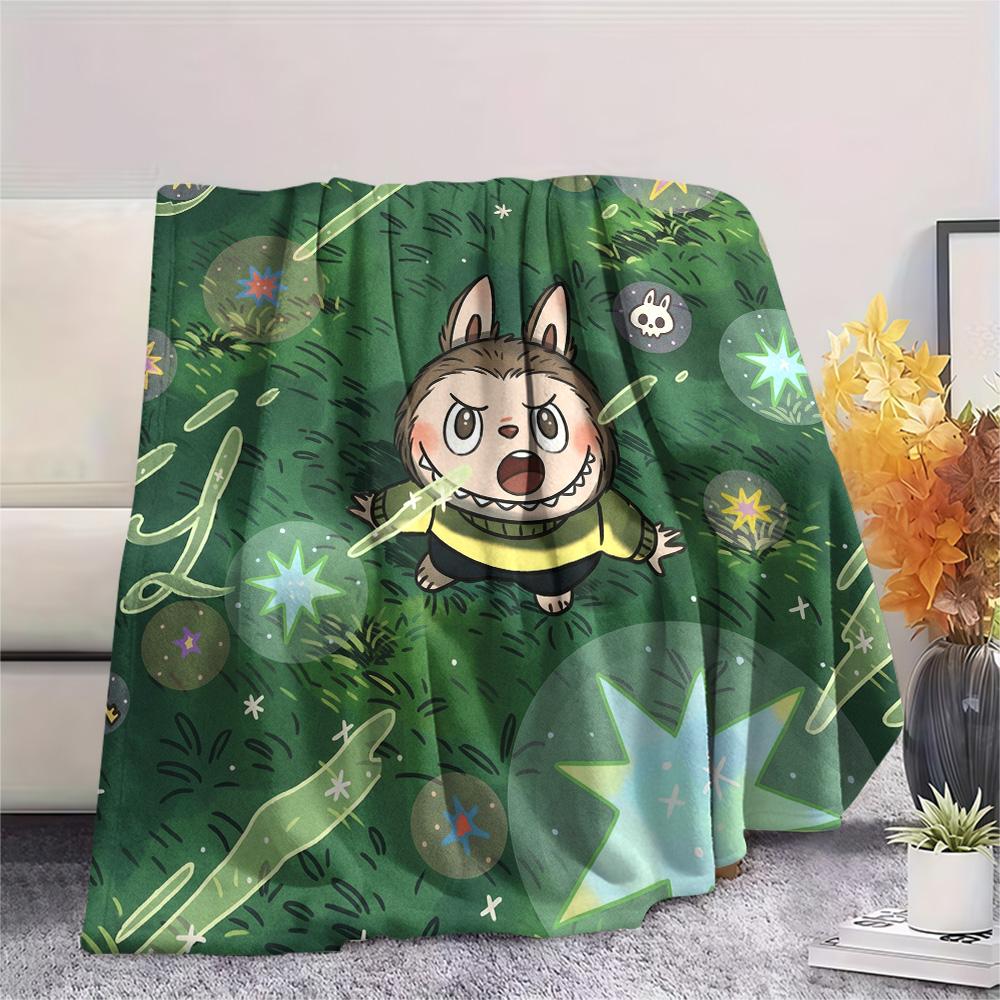 Labubu Print Flannel Blanket, Ultra Soft High Quality All Seasons Warm Throw, Home Decor Cozy Blanket, Perfect Christmas Gift