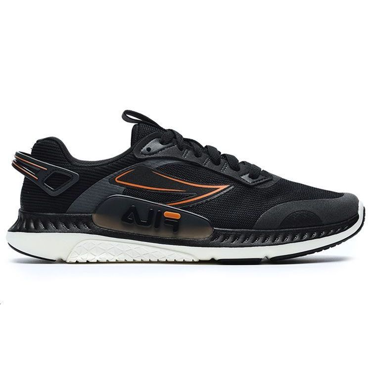 Fila Recharge Cushioning Comfortable Fabric Shock Absorption Durable Low-Top Running Shoes Men Sneaker Black A12M222125FBK