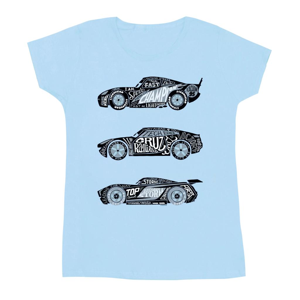 Disney Damen/Damen Autos Text Rennfahrer Baumwoll-T-Shirt