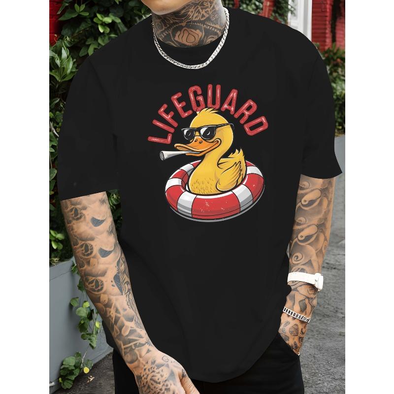 European Size Men'S Lifeguard T-Shirt. A Printed Tee Designed for Basketball Practice. This Crewneck, Short-Sleeve Shirt Perfect for Trendy Streetwear