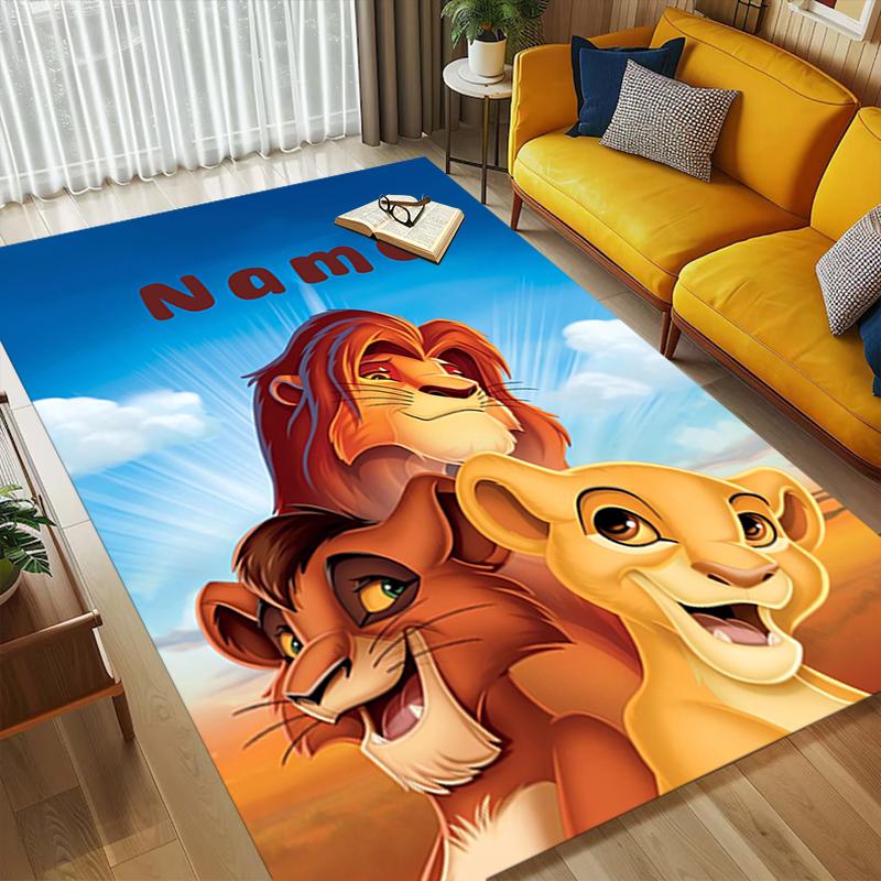 Custom Name Lion Cub Name Living Room Non-Slip Area Rug Soft Carpet for Bedroom Kids Playroom Sofa Office Home Decor Doormat