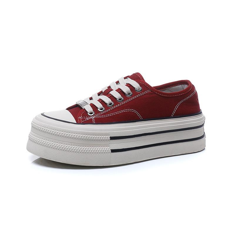

Small canvas shoes women s spring new versatile round head low-top muffin thick baseplate shoes casual sports shoes 40 бордовий