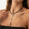 Exquisite Elegant Crystal Beaded Pendant Chokers Long Chain Tassel Necklace Women Trendy Creative OT Buckle Chain Jewelry Gift