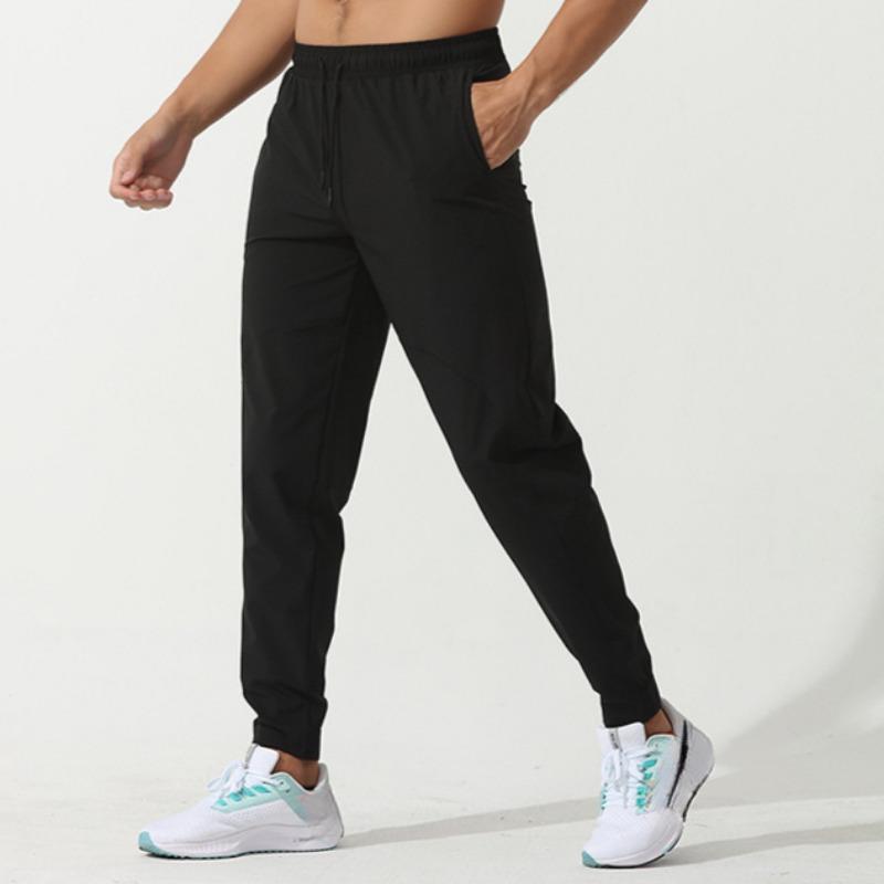 

Men s Running Loose Quick-drying Elastic Corded Outdoor Casual Sports Fitness Trousers L чорний