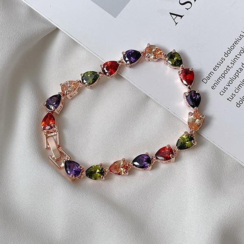 Women's Churi Waterdrop Raincolor Cubic Bracelet