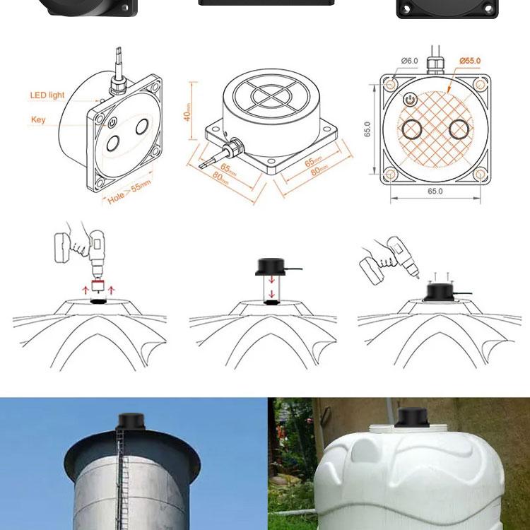 Tuya WiFi or ZIgbee Ultrasonic Water Level Sensor Wireless Gauge Water Tank Level Monitor Waterproof IP65 Water Leak Detector