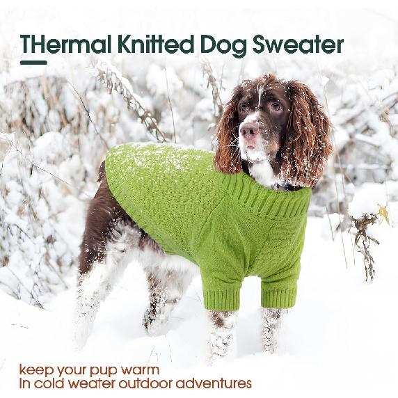 Kuoser XS Dog Sweater, Warm Winter Fall Puppy Sweaters for Extra Small Dogs Boy Girl, Solid Pullover Turtleneck Knit Sweater Thick Long Sleeve