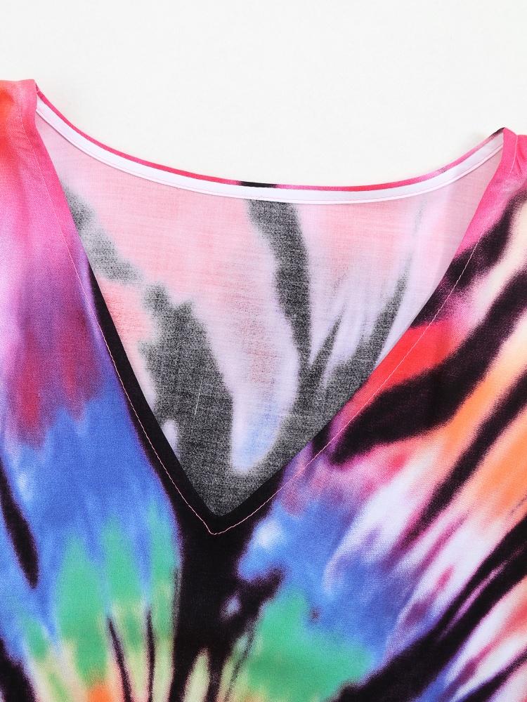 EDOLYNSA Ženy větší velikosti Kaftan caftan Bohemian Potisk Dlouhé šaty s výstřihem do V Maxi Šaty prázdninové plavky zakrývat domácí župan Q1218