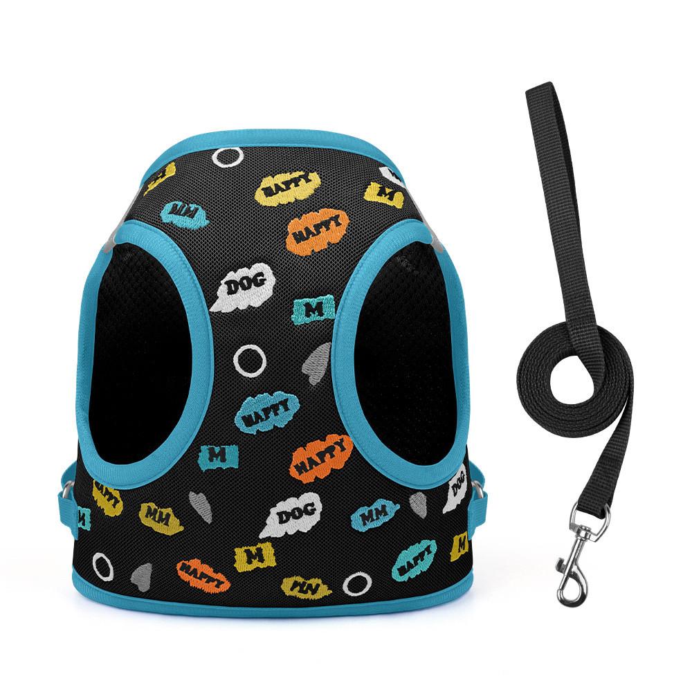 

Pet Harness For Small Dogs With Embroidered Design For Daily Walks And Training XS синий
