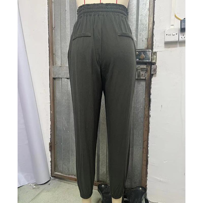 Neue Mode High Waist Schnürhose Damen Einfarbig Temperament Slim Fit Locker Damen Hose Elegant Schlicht Büro Damen Cropped Hose 26484