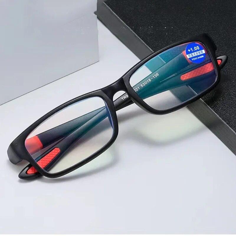 Reading Glasses Men Women Sports Anti-blue Light Reading Eyewear Black Red Frame Presbyopia Eyeglasses 0 to 400 Glasses