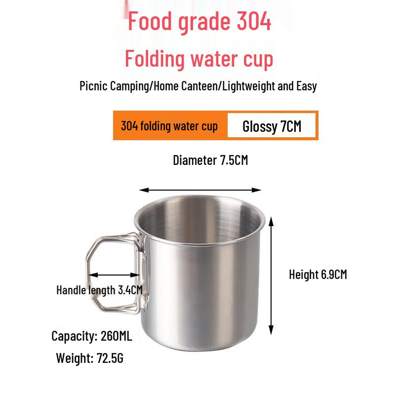 Homeglen Foldable Stainless Steel Camping Mug