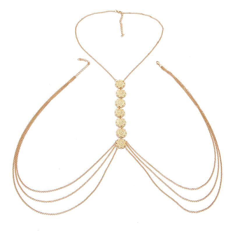 Body Necklace Women Fashion Geometric Body Cuban Chain Ladies Sexy Cross Chest Chain Jewelry Gift