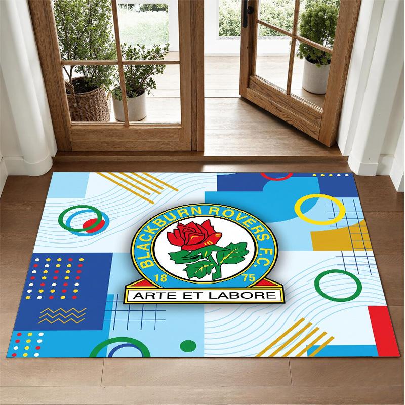 Blackburn Rovers Football Design Crystal Velvet Rug Soft Decorative Mat for Bedroom Entrance